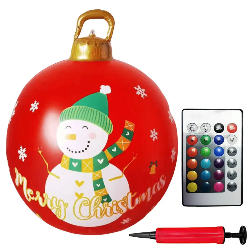 24 Inch Light Up PVC Inflatable Christmas Ball Outdoor Christmas Decorations with Light Christmas Decorations Ball Holiday Decor