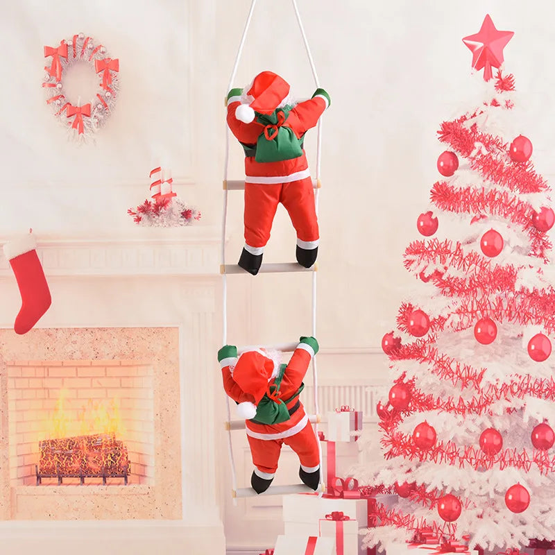 Christmas Santa Claus Climbing Ladder Doll Christmas Tree Hanging Decoration Indoor Door Wall Christmas Pendant New Year Gifts