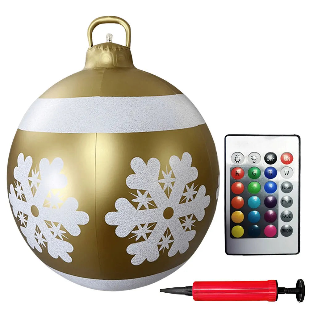 24 Inch Light Up PVC Inflatable Christmas Ball Outdoor Christmas Decorations with Light Christmas Decorations Ball Holiday Decor