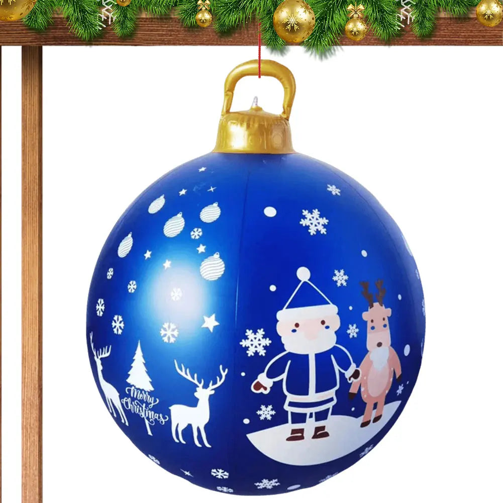 24 Inch Light Up PVC Inflatable Christmas Ball Outdoor Christmas Decorations with Light Christmas Decorations Ball Holiday Decor
