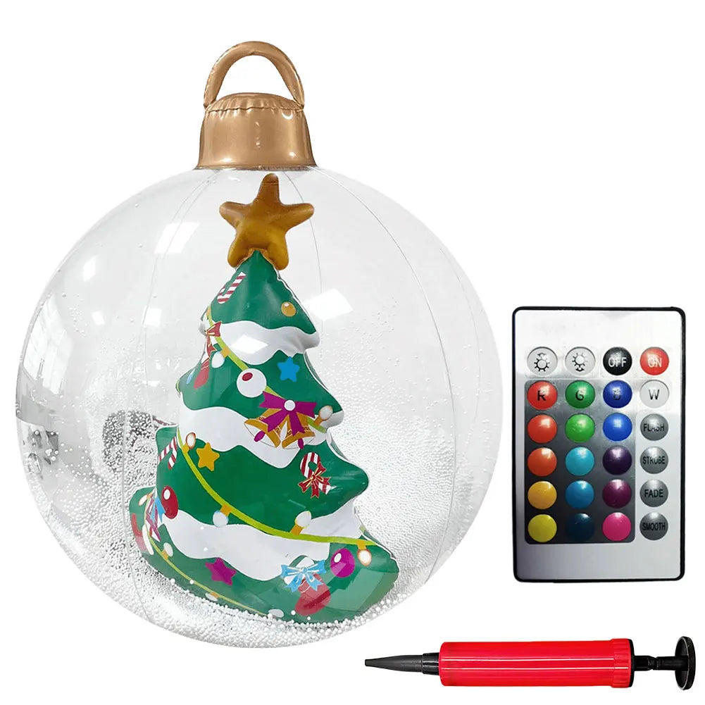 24 Inch Light Up PVC Inflatable Christmas Ball Outdoor Christmas Decorations with Light Christmas Decorations Ball Holiday Decor