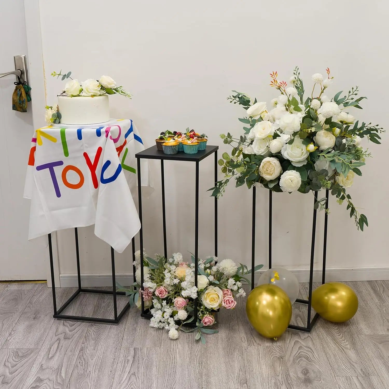 3Pcs Black Wedding Flower Vase  Metal Plant Shelf for Flower Display Corner Planter Pot Rack for Living Room Patio Decor