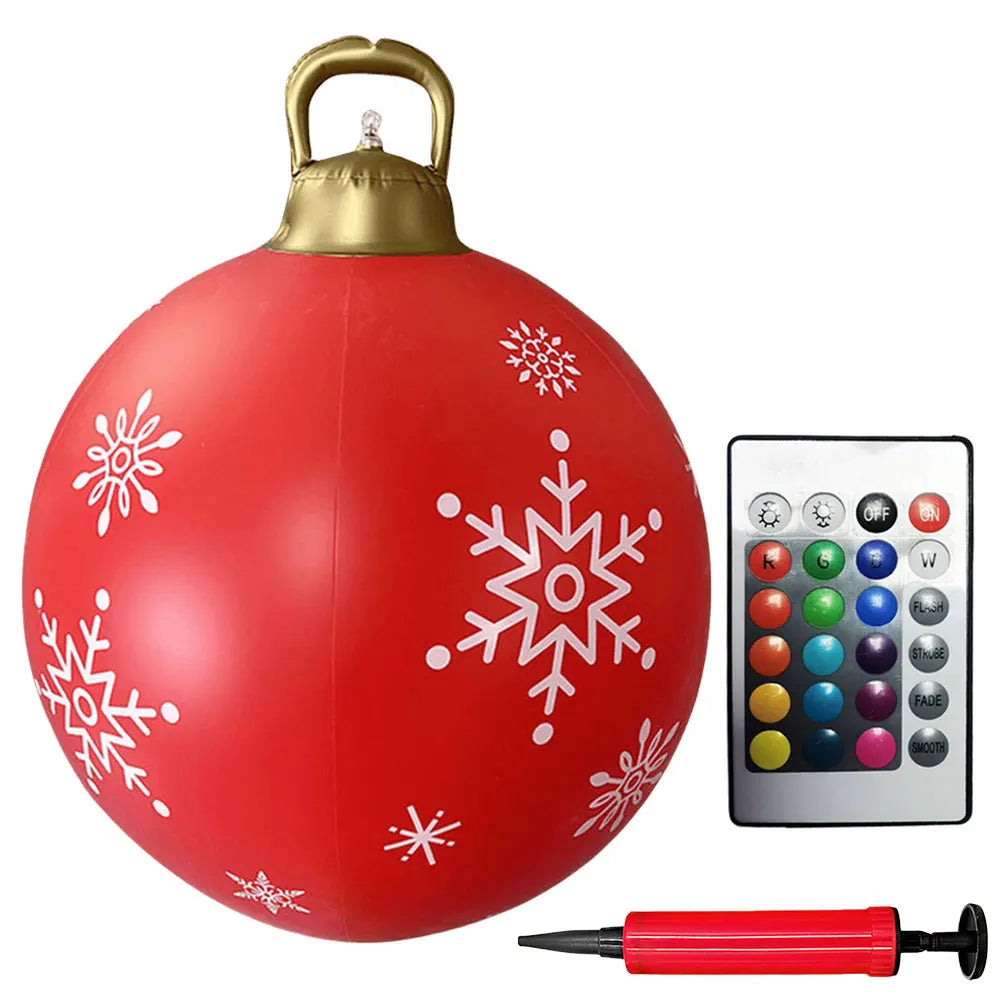 24 Inch Light Up PVC Inflatable Christmas Ball Outdoor Christmas Decorations with Light Christmas Decorations Ball Holiday Decor
