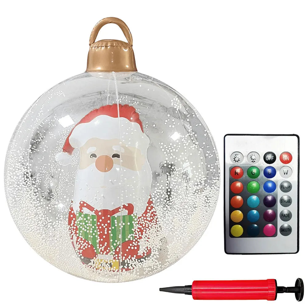24 Inch Light Up PVC Inflatable Christmas Ball Outdoor Christmas Decorations with Light Christmas Decorations Ball Holiday Decor