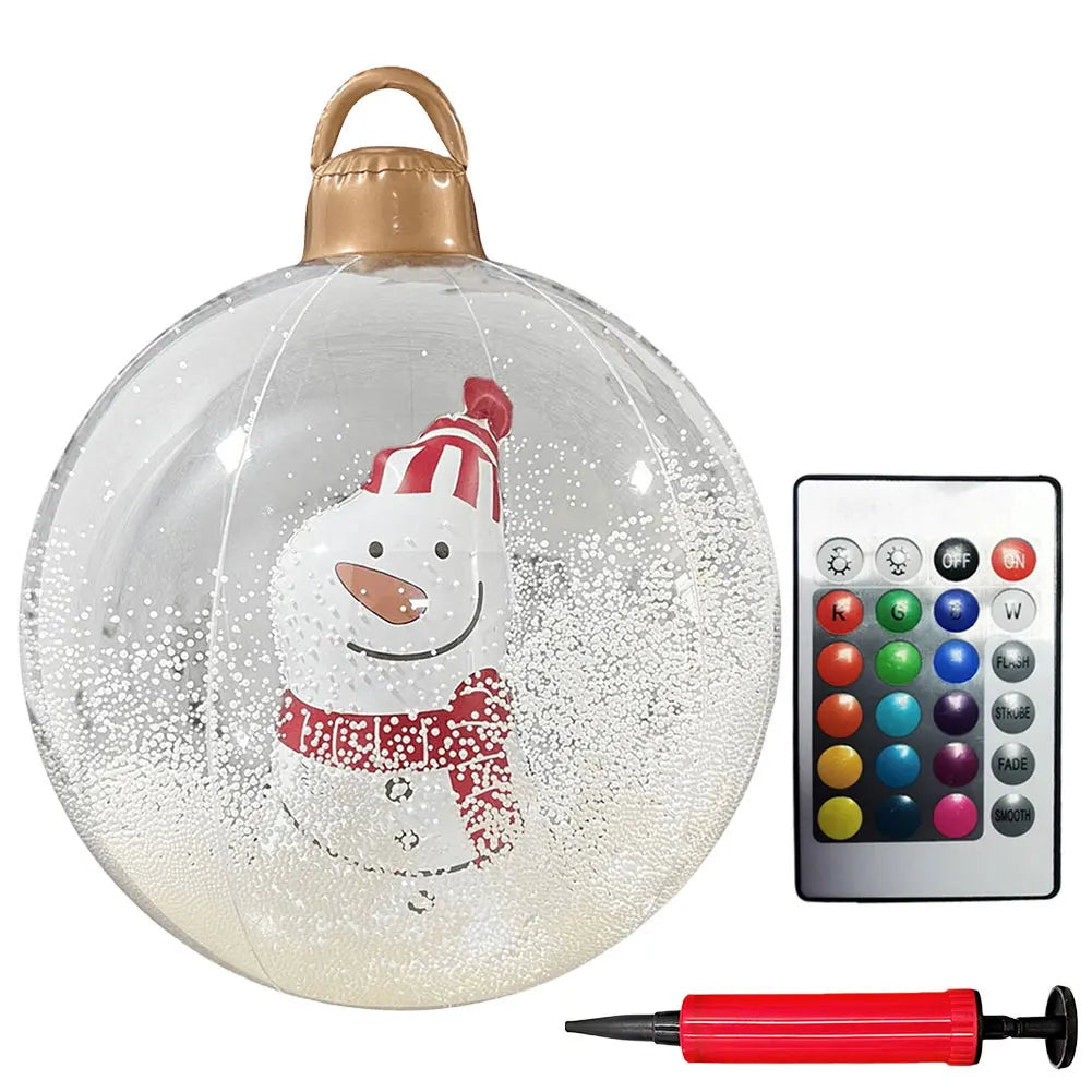 24 Inch Light Up PVC Inflatable Christmas Ball Outdoor Christmas Decorations with Light Christmas Decorations Ball Holiday Decor