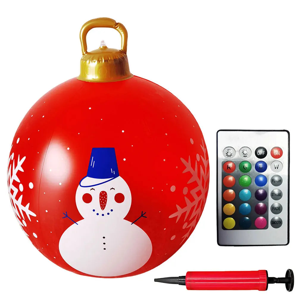 24 Inch Light Up PVC Inflatable Christmas Ball Outdoor Christmas Decorations with Light Christmas Decorations Ball Holiday Decor